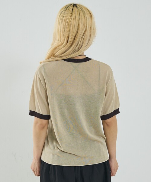 NOMINE（ノミネ）の「リンガー ニット Tシャツ（Tシャツ/カットソー・レディース・ブラウン/ベージュ/サックスブルー/ブラック・フリー）」の20枚目の写真
