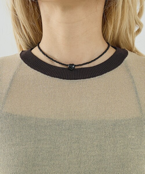 NOMINE（ノミネ）の「リンガー ニット Tシャツ（Tシャツ/カットソー・レディース・ブラウン/ベージュ/サックスブルー/ブラック・フリー）」の21枚目の写真