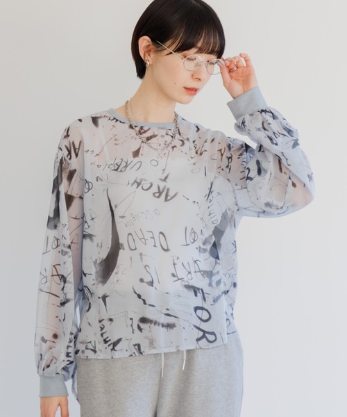 Paradise Picnic（パラダイスピクニック）の「TRANOI. watercolorプルオーバーブラウス（シャツ/ブラウス・レディース・ピンク/アイボリー/ブルー・FREE）」の3枚目の写真