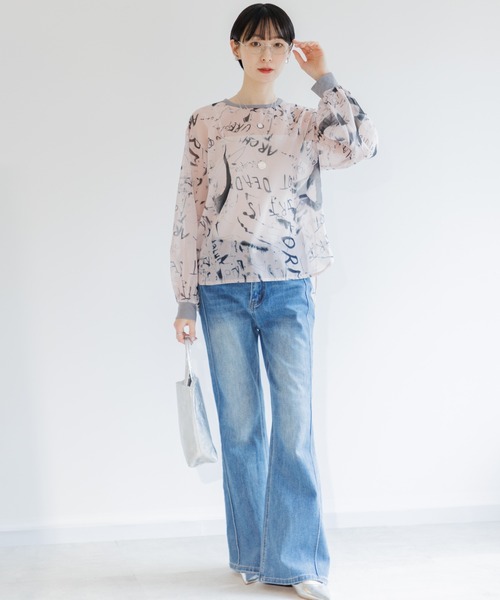 Paradise Picnic（パラダイスピクニック）の「TRANOI. watercolorプルオーバーブラウス（シャツ/ブラウス・レディース・ピンク/アイボリー/ブルー・FREE）」の18枚目の写真