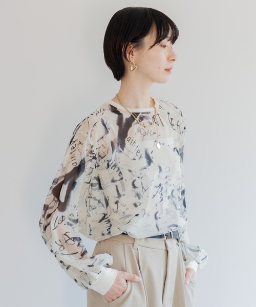 Paradise Picnic（パラダイスピクニック）の「TRANOI. watercolorプルオーバーブラウス（シャツ/ブラウス・レディース・ピンク/アイボリー/ブルー・FREE）」の10枚目の写真