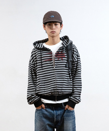 STRIPE RUSH 3STAR HOODIE ZIP UP_BLACK(NG2GSUM491A)