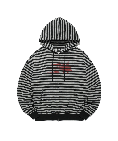 NICE GHOST CLUB(ナイスゴーストクラブ)の「STRIPE RUSH 3STAR HOODIE ZIP UP_BLACK(NG2GSUM491A)(パーカー・レディース・ブラック・SMALL/MEDIUM)」の2枚目の写真