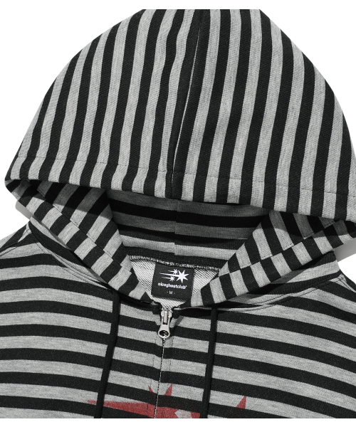 NICE GHOST CLUB(ナイスゴーストクラブ)の「STRIPE RUSH 3STAR HOODIE ZIP UP_BLACK(NG2GSUM491A)(パーカー・レディース・ブラック・SMALL/MEDIUM)」の4枚目の写真