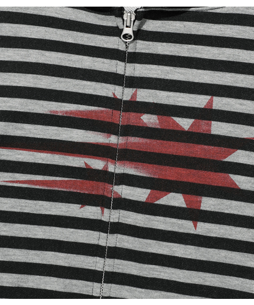 NICE GHOST CLUB(ナイスゴーストクラブ)の「STRIPE RUSH 3STAR HOODIE ZIP UP_BLACK(NG2GSUM491A)(パーカー・レディース・ブラック・SMALL/MEDIUM)」の5枚目の写真