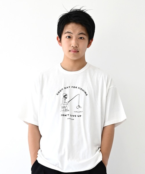 FOV(フォブ)の「フォブ FISHING Tシャツ(Tシャツ/カットソー・レディース・ホワイト/チャコールグレー/サックスブルー・F)」の1枚目の写真