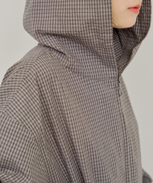WHIMSIC(ウィムジック)の「【UNISEX】チェックジップフーディーシャツ(シャツ/ブラウス・メンズ・チャコールグレー/ネイビー/ホワイト・FREE)」の9枚目の写真
