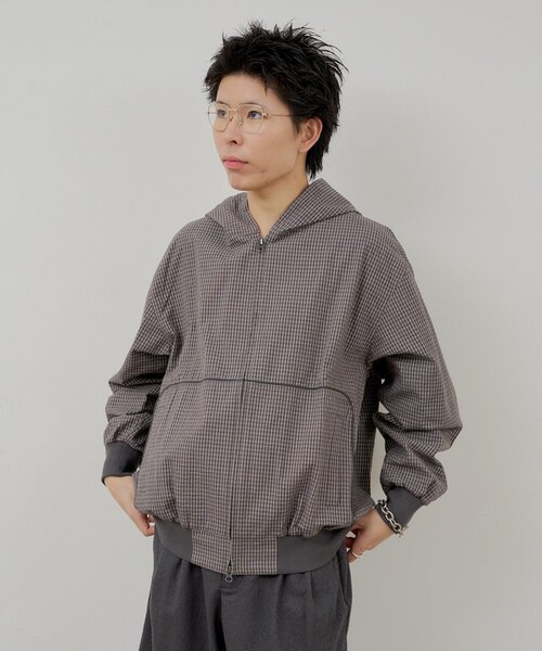 WHIMSIC(ウィムジック)の「【UNISEX】チェックジップフーディーシャツ(シャツ/ブラウス・メンズ・チャコールグレー/ネイビー/ホワイト・FREE)」の14枚目の写真