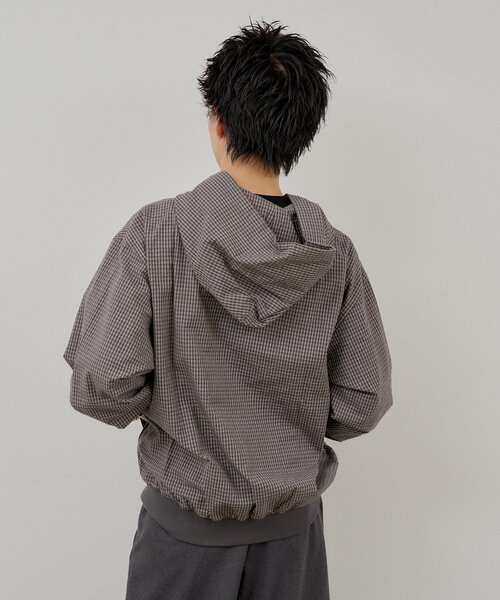 WHIMSIC(ウィムジック)の「【UNISEX】チェックジップフーディーシャツ(シャツ/ブラウス・メンズ・チャコールグレー/ネイビー/ホワイト・FREE)」の16枚目の写真