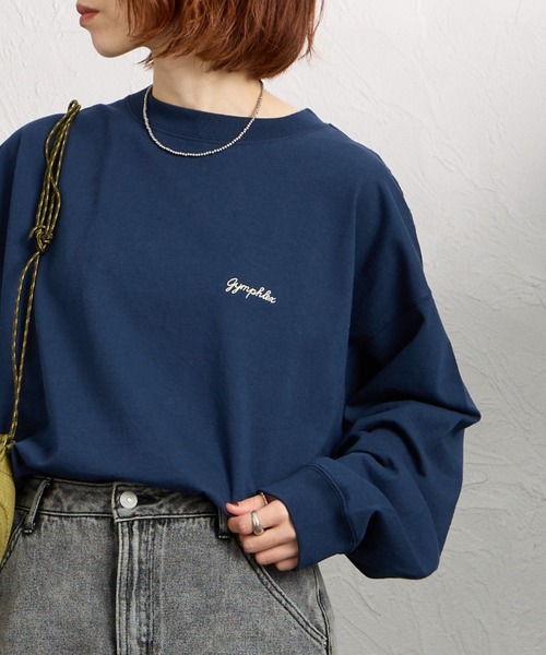 GYMPHLEX（ジムフレックス）の「【WEB限定】[GYMPHLEX/ジムフレックス] ワンポイント刺繍ロゴ ロングスリーブTシャツ（Tシャツ/カットソー・レディース・ネイビー/オフホワイト/キナリ/ライトグリーン・L/M）」の4枚目の写真