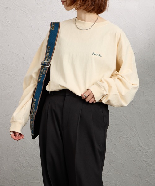 GYMPHLEX（ジムフレックス）の「[GYMPHLEX/ジムフレックス] ワンポイント刺繍ロゴ ロングスリーブTシャツ（Tシャツ/カットソー・レディース・ネイビー/オフホワイト/キナリ/ライトグリーン・L/M）」の21枚目の写真