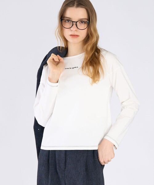 To b. by agnes b.(トゥービーバイアニエスベー)の「カラー ロゴ 刺繍 長袖 Tシャツ(Tシャツ/カットソー・レディース・ホワイト・38/40)」の4枚目の写真