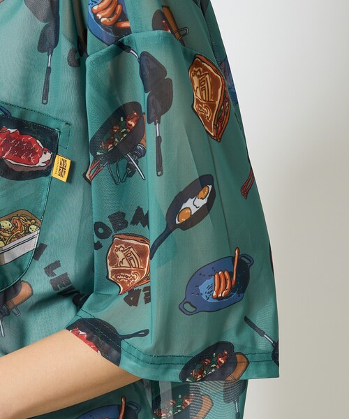 COBMASTER（コブマスター）の「【COBMASTER / コブマスター】総柄メッシュ半袖シャツ（シャツ/ブラウス・メンズ・ネイビー/グリーン・M/L）」の7枚目の写真