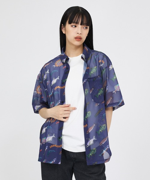 COBMASTER（コブマスター）の「【COBMASTER / コブマスター】総柄メッシュ半袖シャツ（シャツ/ブラウス・メンズ・ネイビー/グリーン・M/L）」の2枚目の写真