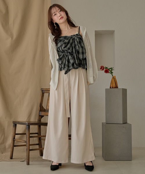 ombre check double ribbon bustier / オンブレチェックダブルリボン