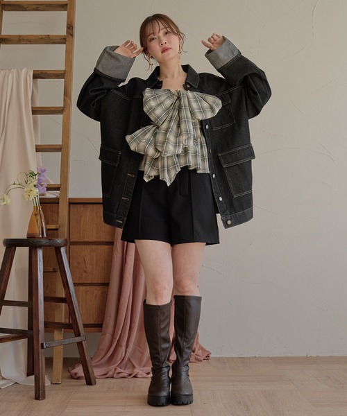 mideal(マイディール)の「double ribbon bustier / ダブルリボンビスチェ(キャミソール・レディース・ブラック/アイボリー/ネイビー/ブラウン/グレー/ベージュ/ホワイト/スモークピンク・FREE)」の19枚目の写真