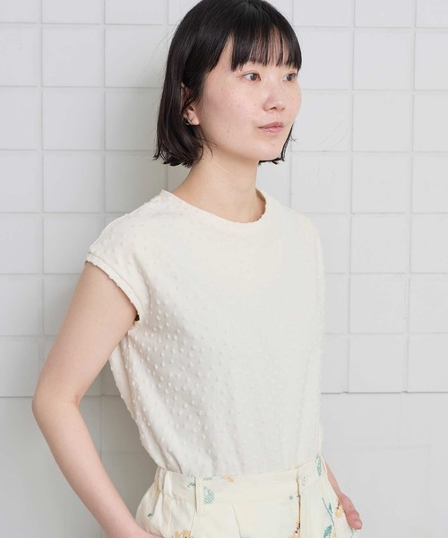 l'atelier du savon(アトリエドサボン)の「_小ドットパイル フレンチTシャツ(Tシャツ/カットソー・レディース・ブラック/アイボリー/ピンク・FREE)」の17枚目の写真