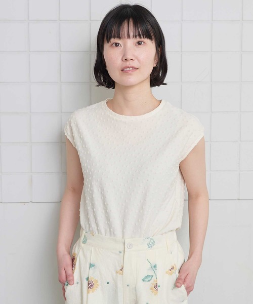 l'atelier du savon(アトリエドサボン)の「_小ドットパイル フレンチTシャツ(Tシャツ/カットソー・レディース・ブラック/アイボリー/ピンク・FREE)」の18枚目の写真