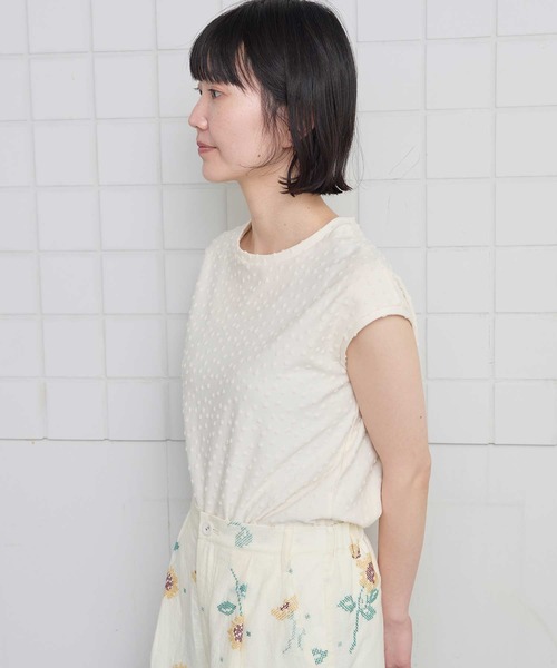 l'atelier du savon(アトリエドサボン)の「_小ドットパイル フレンチTシャツ(Tシャツ/カットソー・レディース・ブラック/アイボリー/ピンク・FREE)」の19枚目の写真