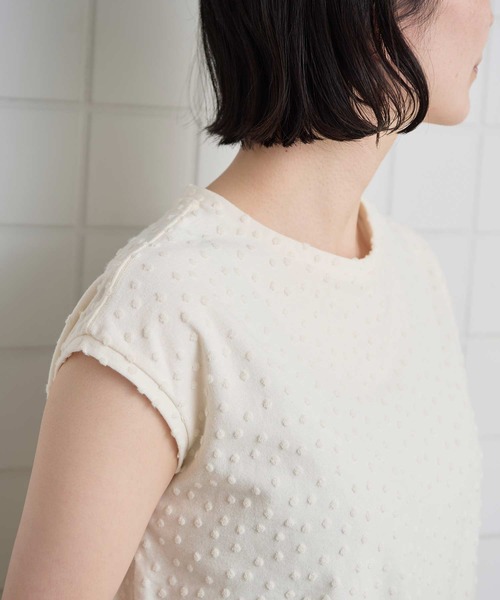 l'atelier du savon(アトリエドサボン)の「_小ドットパイル フレンチTシャツ(Tシャツ/カットソー・レディース・ブラック/アイボリー/ピンク・FREE)」の22枚目の写真