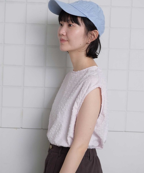 l'atelier du savon(アトリエドサボン)の「小ドットパイル フレンチTシャツ(Tシャツ/カットソー・レディース・ブラック/アイボリー/ピンク・FREE)」の6枚目の写真