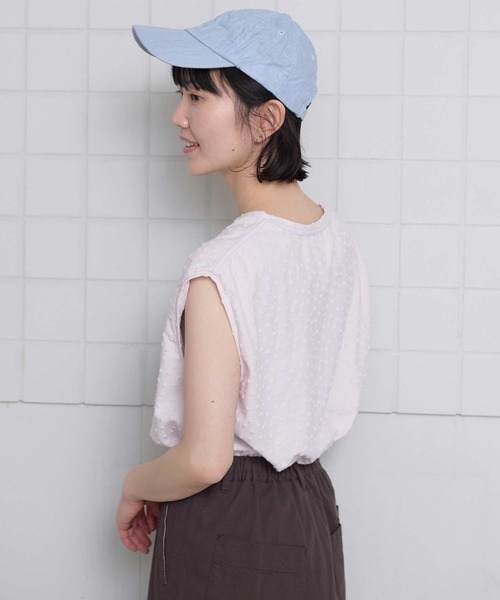 l'atelier du savon(アトリエドサボン)の「小ドットパイル フレンチTシャツ(Tシャツ/カットソー・レディース・ブラック/アイボリー/ピンク・FREE)」の7枚目の写真