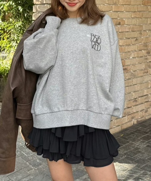 rienda(リエンダ)の「バックレースアップスウェットトップス 春服(スウェット・レディース・杢グレー/パープル/ホワイト・FREE)」の1枚目の写真
