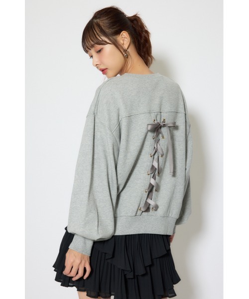 rienda(リエンダ)の「バックレースアップスウェットトップス 春服(スウェット・レディース・杢グレー/パープル/ホワイト・FREE)」の21枚目の写真