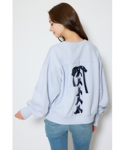 rienda(リエンダ)の「バックレースアップスウェットトップス 春服(スウェット・レディース・杢グレー/パープル/ホワイト・FREE)」の16枚目の写真