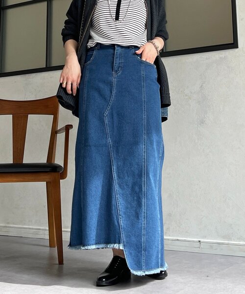 un dix cors（アンディコール）の「デニムタイトスカート（スカート・レディース・サックスブルー/インディゴブルー・FREE）」の16枚目の写真