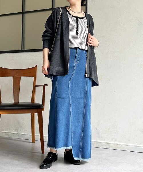 un dix cors（アンディコール）の「デニムタイトスカート（スカート・レディース・サックスブルー/インディゴブルー・FREE）」の17枚目の写真