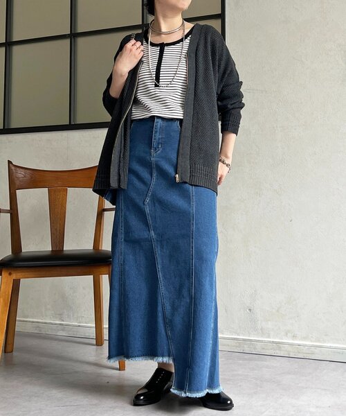 un dix cors（アンディコール）の「デニムタイトスカート（スカート・レディース・サックスブルー/インディゴブルー・FREE）」の18枚目の写真