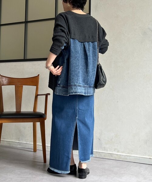 un dix cors（アンディコール）の「デニムタイトスカート（スカート・レディース・サックスブルー/インディゴブルー・FREE）」の19枚目の写真