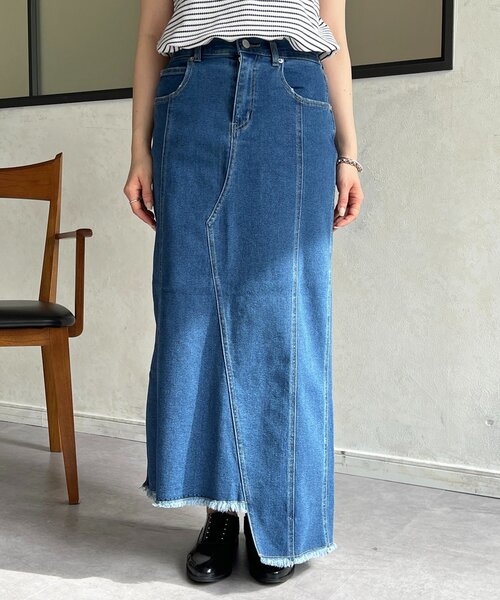 un dix cors（アンディコール）の「デニムタイトスカート（スカート・レディース・サックスブルー/インディゴブルー・FREE）」の20枚目の写真