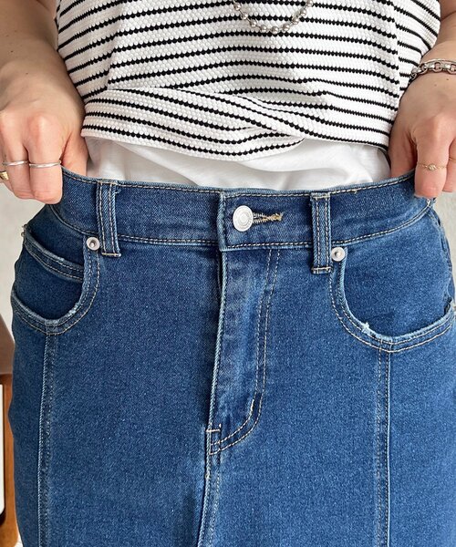 un dix cors（アンディコール）の「デニムタイトスカート（スカート・レディース・サックスブルー/インディゴブルー・FREE）」の3枚目の写真