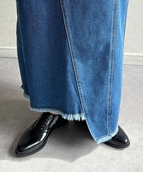 un dix cors（アンディコール）の「デニムタイトスカート（スカート・レディース・サックスブルー/インディゴブルー・FREE）」の5枚目の写真