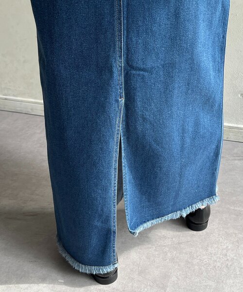 un dix cors（アンディコール）の「デニムタイトスカート（スカート・レディース・サックスブルー/インディゴブルー・FREE）」の6枚目の写真