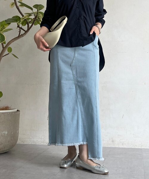 un dix cors（アンディコール）の「デニムタイトスカート（スカート・レディース・サックスブルー/インディゴブルー・FREE）」の13枚目の写真