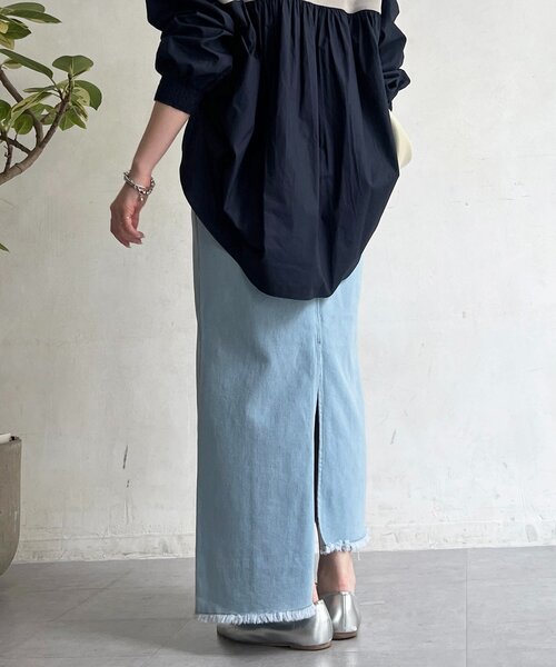 un dix cors（アンディコール）の「デニムタイトスカート（スカート・レディース・サックスブルー/インディゴブルー・FREE）」の15枚目の写真