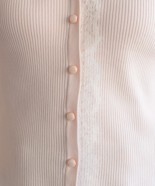 31 Sons de mode（トランテアン　ソン　ドゥ　モード）の「2026春夏新作 レーストリミング袖フレアニット（ニット/セーター・レディース・オフホワイト/イエロー/ピンク・ﾌﾘ-）」の17枚目の写真