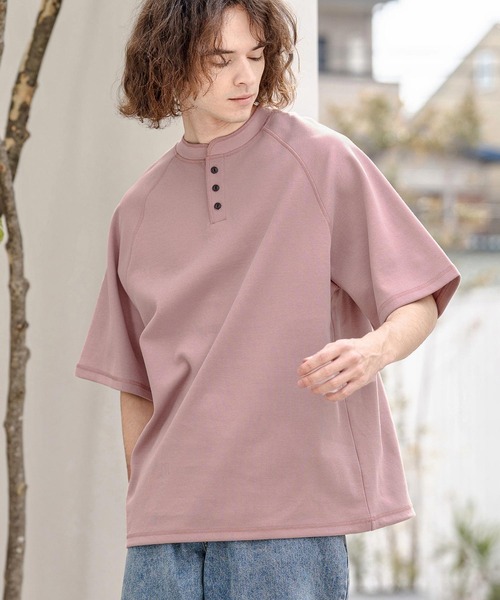 CAMBIO（カンビオ）の「mt10322- ヘンリーネックスピンドルカットソー（Tシャツ/カットソー・メンズ・ブルー/ブラック/ラベンダー/ホワイト・M/L/XL）」の4枚目の写真