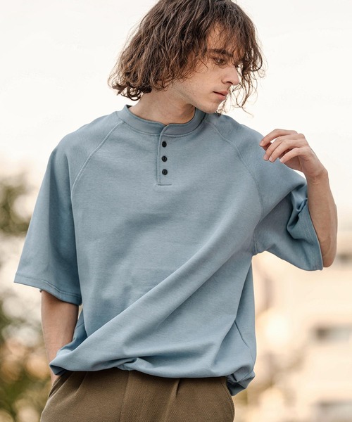 CAMBIO（カンビオ）の「mt10322- ヘンリーネックスピンドルカットソー（Tシャツ/カットソー・メンズ・ブルー/ブラック/ラベンダー/ホワイト・M/L/XL）」の3枚目の写真