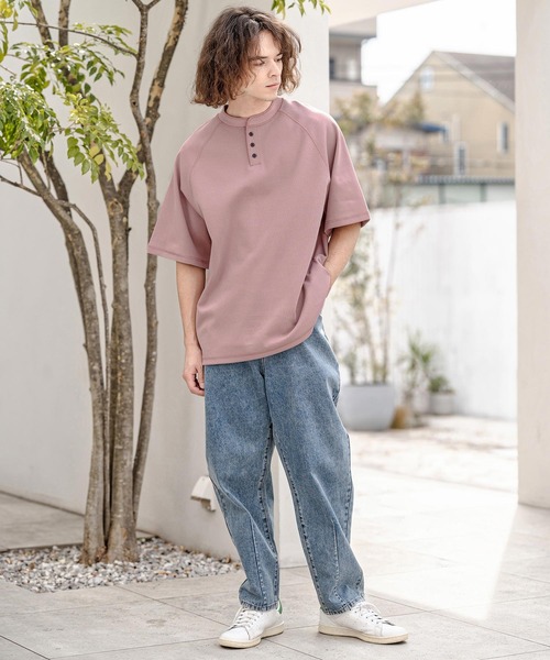 CAMBIO（カンビオ）の「mt10322- ヘンリーネックスピンドルカットソー（Tシャツ/カットソー・メンズ・ブルー/ブラック/ラベンダー/ホワイト・M/L/XL）」の7枚目の写真