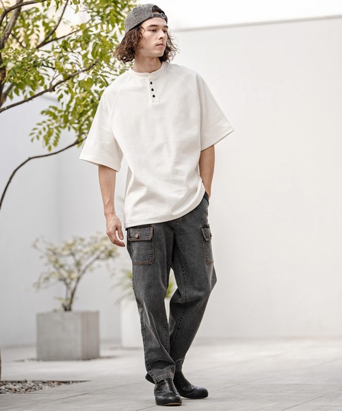 CAMBIO（カンビオ）の「mt10322- ヘンリーネックスピンドルカットソー（Tシャツ/カットソー・メンズ・ブルー/ブラック/ラベンダー/ホワイト・M/L/XL）」の19枚目の写真