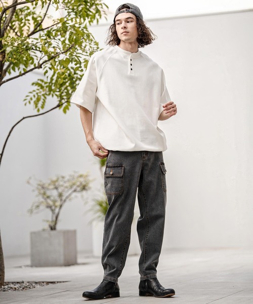 CAMBIO（カンビオ）の「mt10322- ヘンリーネックスピンドルカットソー（Tシャツ/カットソー・メンズ・ブルー/ブラック/ラベンダー/ホワイト・M/L/XL）」の20枚目の写真