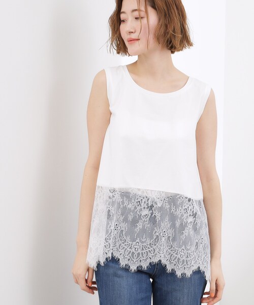 grove（グローブ）の「【貴島明日香さん着用】裾レイヤードタンクトップ（タンクトップ・レディース・オフホワイト/ホワイト系6/ブラック系3・01/02/03/04/05）」の2枚目の写真