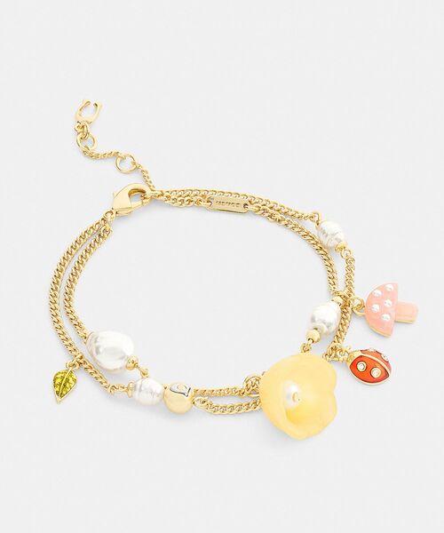 レジン フラワー チャーム ダブル ブレスレット（ブレスレット 