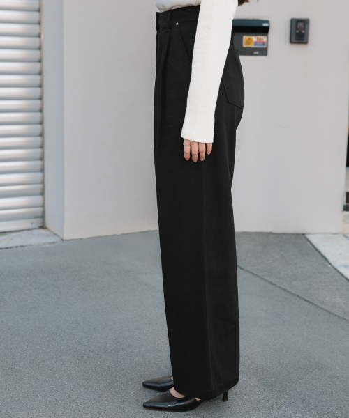 DEHEVE（デヘヴェ）の「Cotton Pintuck Wide Pants [Black]（その他パンツ・レディース・ブラック・SMALL/MEDIUM）」の3枚目の写真