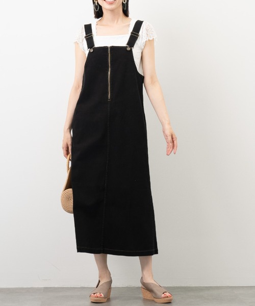 aunt lily(アントリリー)の「レース袖 ベア天フレンチスリーブプルオーバー|レース カップ付き インナー スクエアネック 体型カバー(Tシャツ/カットソー・レディース・ブラック/オフホワイト・L/M/S)」の11枚目の写真