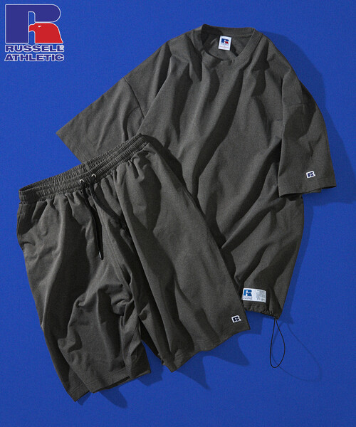FREAK'S STORE(フリークスストア)の「限定展開 RUSSELL ATHLETIC×FREAK'S STORE ラッセル アスレチック 別注 ユーティリティ セットアップ 夏 クルーネック Tシャツ ショーツ ハーフパンツ ショートパンツ(Tシャツ/カットソー・メンズ・ブラック/ネイビー/グレイッシュベージュ/スミクロ・LARGE/MEDIUM/SMALL)」の9枚目の写真